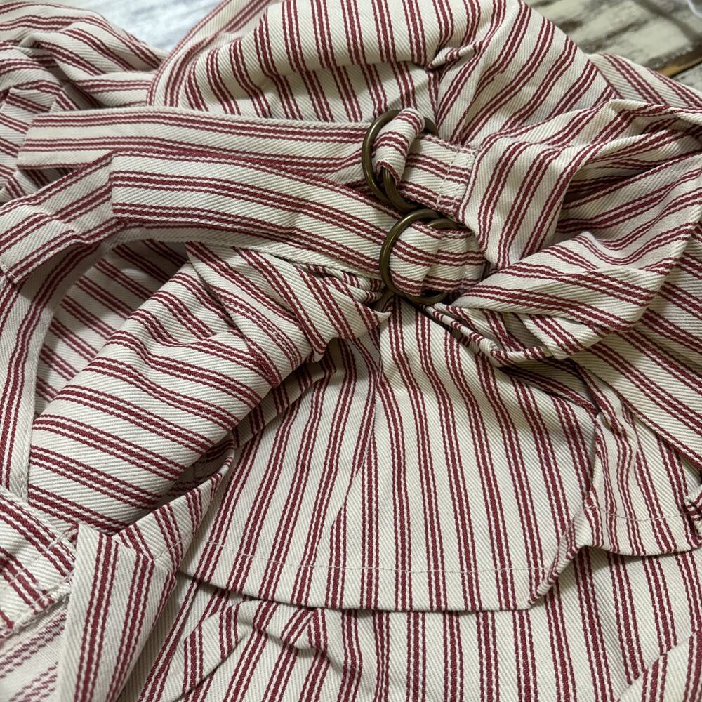 Pottery Barn Red/Cream Ticking Stripe Small Sofa Tailored Adjust SlipCover New  - Picture 13 of 16